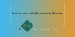 الاستعلام عن تأشيرة صادرة من وزارة العمل عمان برقم الجواز